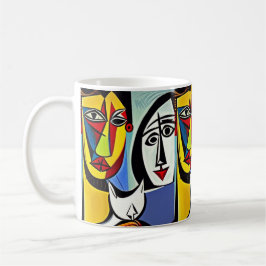 Taza De Café Armonía abstracta: Pareja con gato