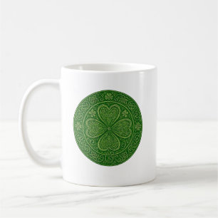 Taza De Café Armonía Afortunada: Mandala Celta de Cuatro Hojas