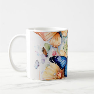 Taza De Café Armonía de la Naturaleza: mariposa y colle floral 