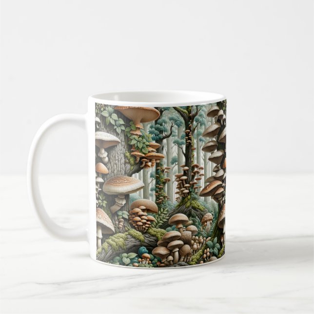 Taza De Café Armonía de la Naturaleza: Patrón botánico sin foco (Izquierda)