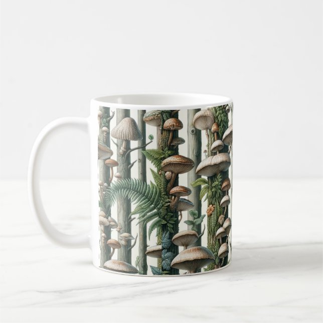 Taza De Café Armonía de la Naturaleza: Patrón botánico sin foco (Izquierda)