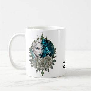 Taza De Café Armonía de los elementos, la mujer con león.