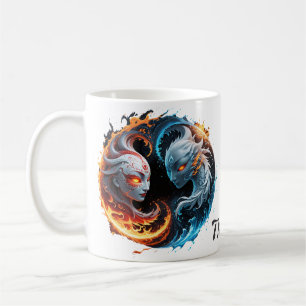 Taza De Café Armonía elemental, yin y yang de la naturaleza.