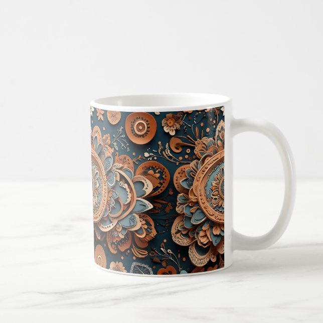 Taza De Café Armonía floral intrincada (Derecha)