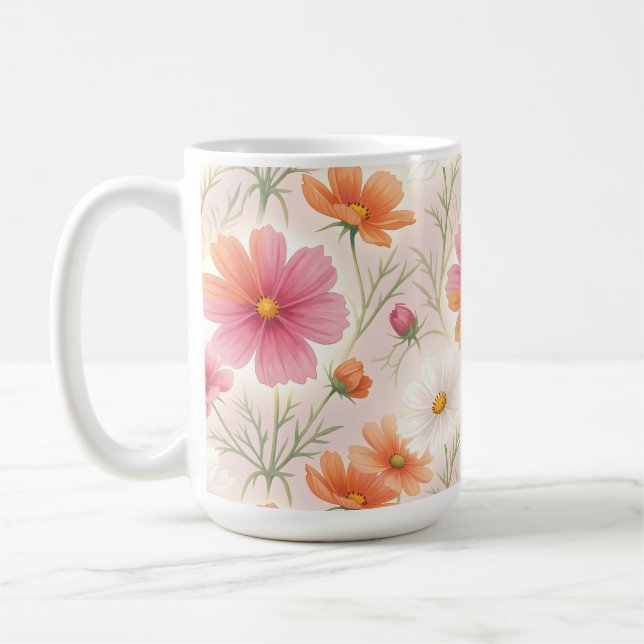 Taza De Café Armonía Pastel de Cosmos en Flor (Izquierda)
