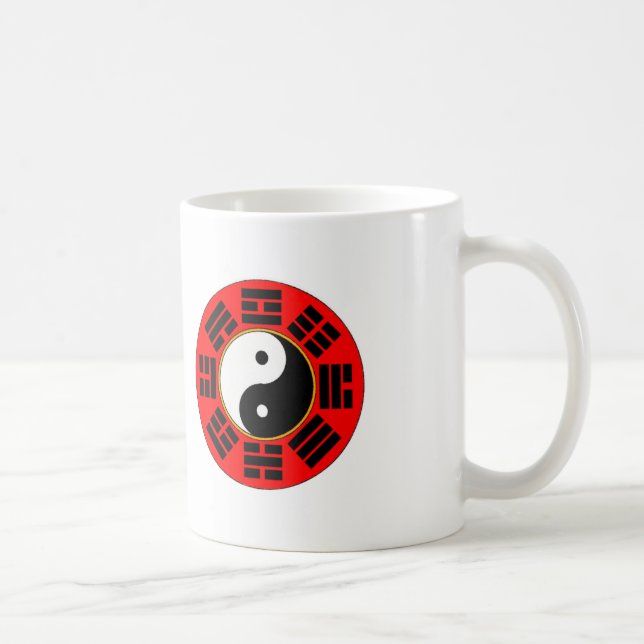 Taza De Café Armonía roja china: Bagua trigram Yin Yang (Derecha)