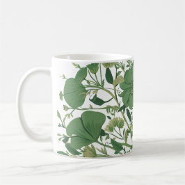 Taza De Café Armonía verde: Elegante acuerdo floral verde
