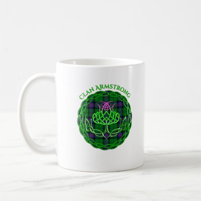 Taza De Café Armstrong Scottish Tartan Celtic Thistle (Izquierda)