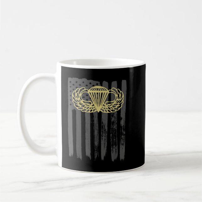 Taza De Café Army Parachute wings badge and US Flag airborne  (Izquierda)