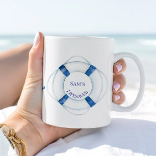 Taza De Café Aro de vida para navegar y salvavidas de ancla