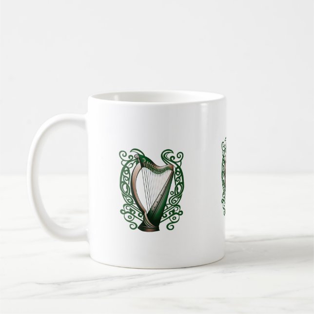 Taza De Café Arpa de Trébol Irlandés (Izquierda)