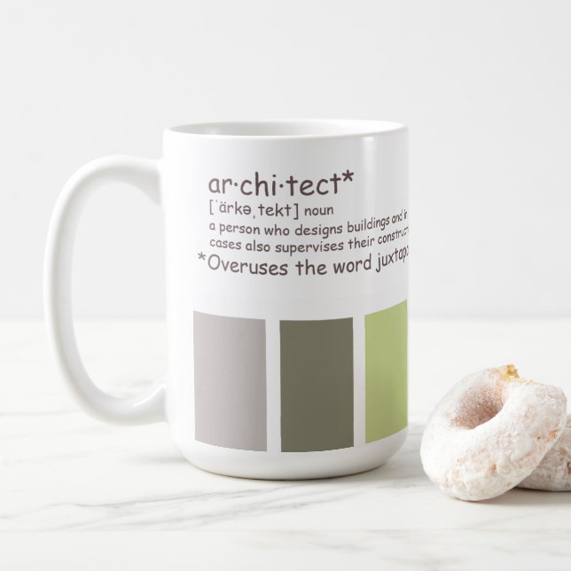 Taza De Café Arquitecto. Sobreutiliza la yuxtaposición (Con donut)