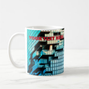 Taza De Café Arquitectura Azul Moderna de Rascacielos Personali