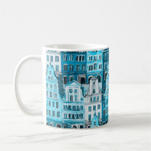 Taza De Café Arquitectura de Ámsterdam, textura de color azul.