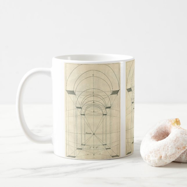 Taza De Café Arquitectura de época, perspectiva de arco renacen (Con donut)