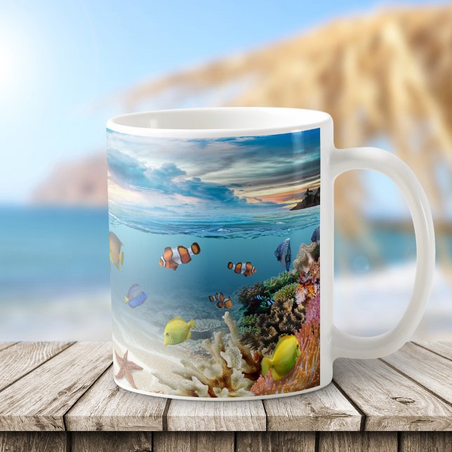 Taza De Café Arrecife De Coral Subacuático Con Pescado Tropical (Subido por el creador)
