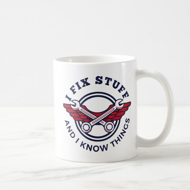 Taza De Café Arreglo Cosas Funny Diseño Mecánico (Derecha)