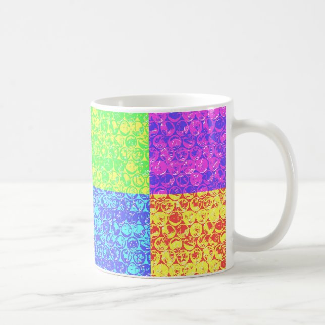 Taza De Café Arreglo de burbujas de arte pop arcoiris (Derecha)