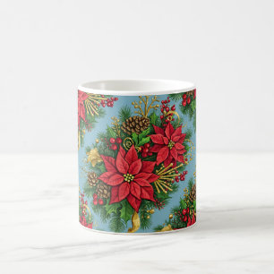 Taza De Café Arreglo Floral Colorido para Navidad