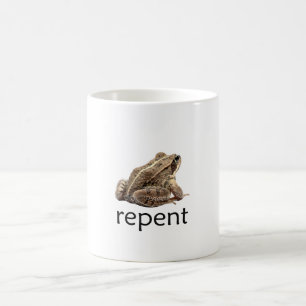 Taza De Café Arrepiéntete rana, memee divertido