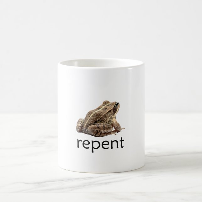 Taza De Café Arrepiéntete rana, memee divertido (Centro)