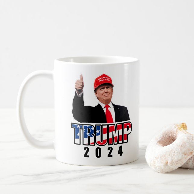 Taza De Café Arriba, Donald Trump 2024 (Con donut)