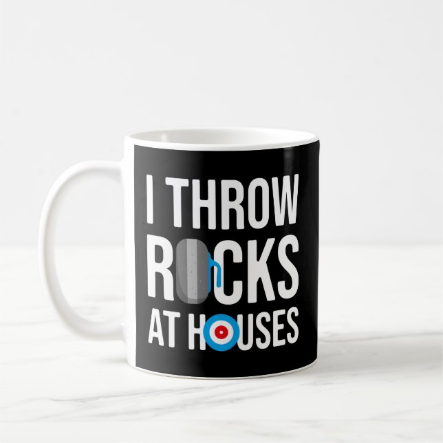 Taza De Café Arrojé Rocas A Casas Que Curling Player (Izquierda)