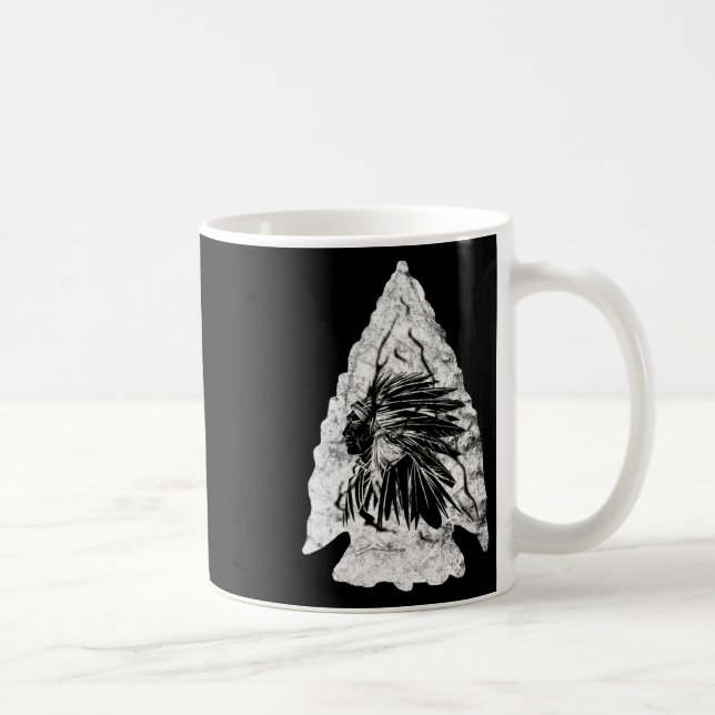 Taza De Café Arrowhead Hunter Jefe Indio Caza de Ricos Nativo (Derecha)