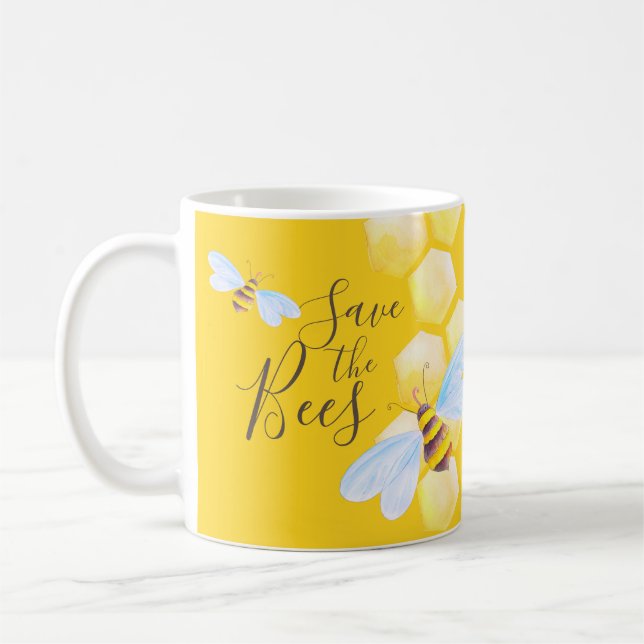 Taza De Café Arroz de abeja amarillo salva las abejas (Izquierda)