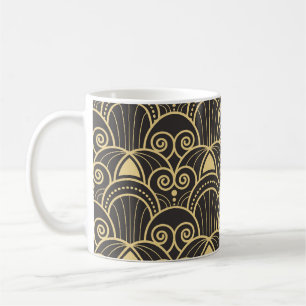 Taza De Café Art Deco: Baldosas Geométricas de Oro.
