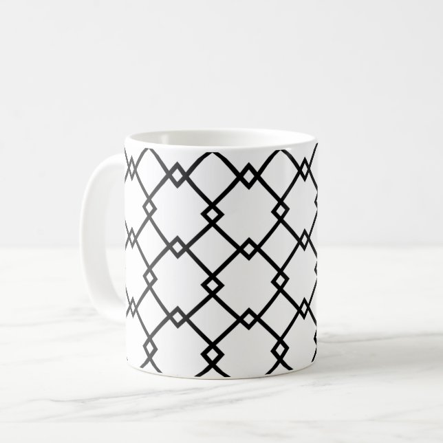 Taza De Café Art Deco Black Stripe Retro Pattern Mug (Anverso izquierdo)