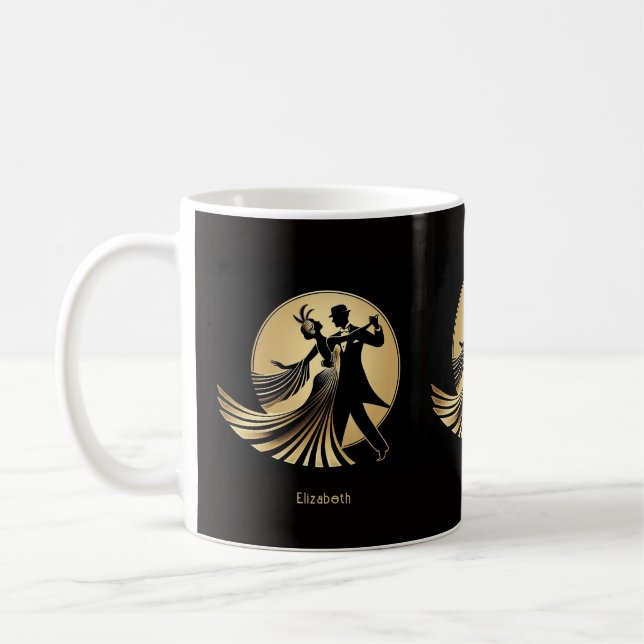 Taza De Café Art Deco Gatsby Roaring 20s Prohibition Gift Name (Izquierda)
