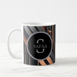 Taza De Café Art Deco Monogram Circle Name Design