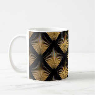 Taza De Café Art Deco, patrón oro negro.