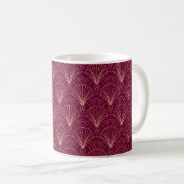 Taza De Café Art Deco pattern with gold geometric fan motifs 
