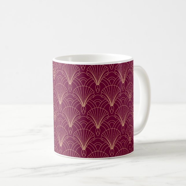 Taza De Café Art Deco pattern with gold geometric fan motifs  (Anverso derecho)