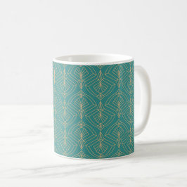 Taza De Café Art Deco pattern with gold geometric shapes 