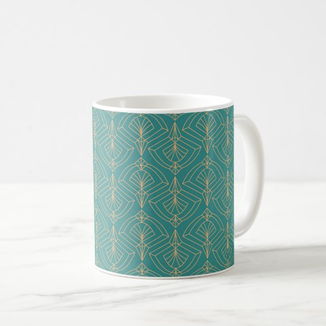 Taza De Café Art Deco pattern with gold geometric shapes  (Anverso derecho)