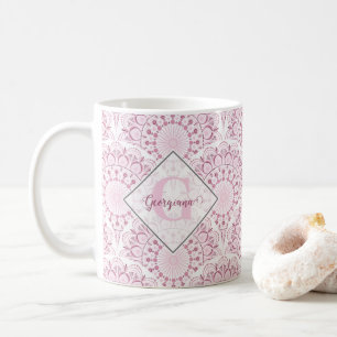 Taza De Café Art Deco personalizado Confetti rosa Mandala