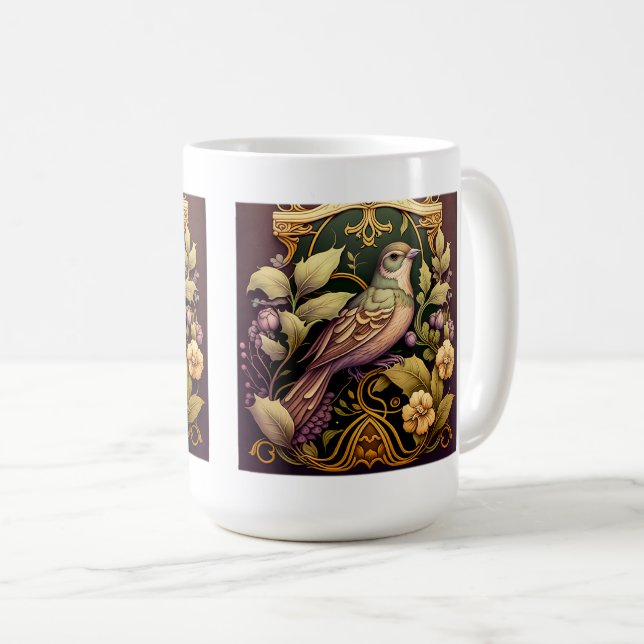 Taza De Café Art Nouveau Bird Classic Mug de 15 oz (Anverso derecho)