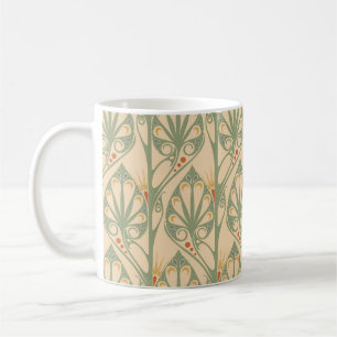 Taza De Café Art Nouveau, Diseño Retro De Papel De Fondo.