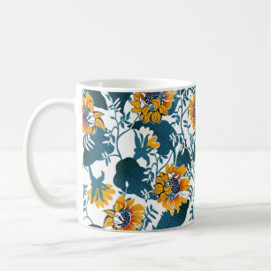 Taza De Café Art Nouveau, estampado floral.