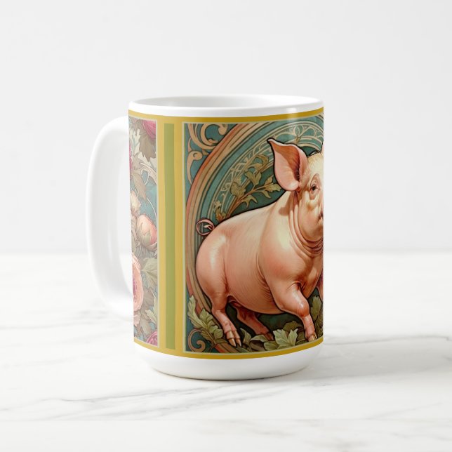 Taza De Café Art Nouveau Farmhouse Pig Mug (Anverso izquierdo)