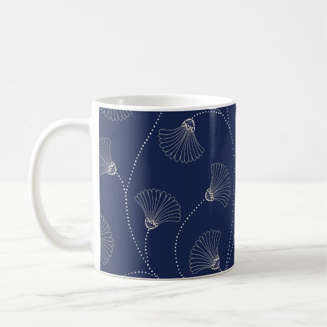 Taza De Café Art Nouveau floral crema índigo (Izquierda)