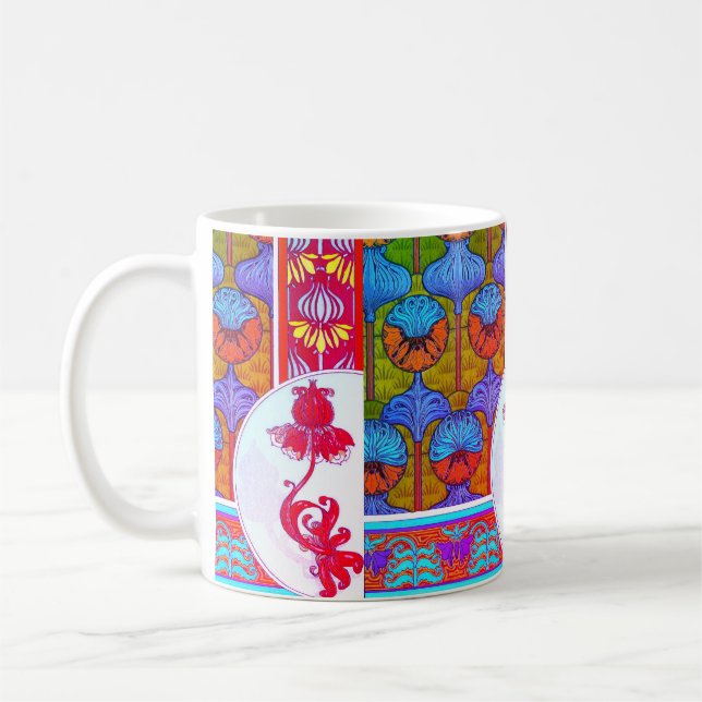 Taza De Café Art Nouveau floral Imperial verneuil azul rosa (Izquierda)
