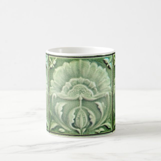 Taza De Café Art Nouveau jugendstil diseño de baldosas de flore (Centro)