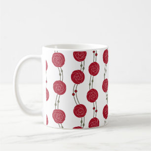 Taza De Café Art Nouveau Mackintosh Franjas de Rosas Rojas