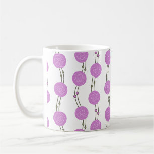 Taza De Café Art Nouveau Mackintosh Rosas Rayas Rosa