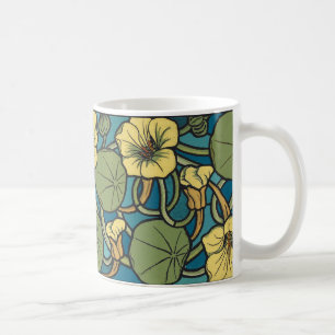 Taza De Café Art Nouveau Nasturtium Azul Oro floral Verneuil