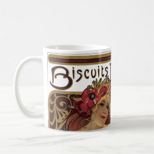 Taza De Café Art Nouveau vintage, Biscuits de Alphonse Mucha